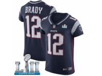 Men Nike New England Patriots #12 Tom Brady Navy Blue Team Color Vapor Untouchable Elite Player Super Bowl LII NFL Jersey