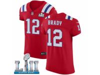 Men Nike New England Patriots #12 Tom Brady Red Alternate Vapor Untouchable Elite Player Super Bowl LII NFL Jersey