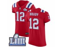 Men Nike New England Patriots #12 Tom Brady Red Alternate Vapor Untouchable Elite Player Super Bowl LIII Bound NFL Jersey