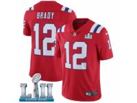 Men Nike New England Patriots #12 Tom Brady Red Alternate Vapor Untouchable Limited Player Super Bowl LII NFL Jersey