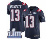 Men Nike New England Patriots #13 Phillip Dorsett Limited Navy Blue Rush Vapor Untouchable Super Bowl LIII Bound NFL Jersey