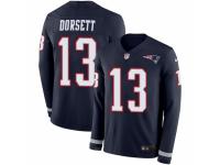 Men Nike New England Patriots #13 Phillip Dorsett Limited Navy Blue Therma Long Sleeve NFL Jersey