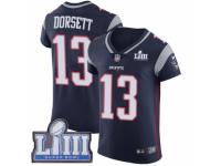 Men Nike New England Patriots #13 Phillip Dorsett Navy Blue Team Color Vapor Untouchable Elite Player Super Bowl LIII Bound NFL Jersey