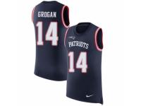 Men Nike New England Patriots #14 Steve Grogan Limited Navy Blue Rush Player Name & Number Tank Top NFL Jersey