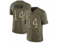 Men Nike New England Patriots #14 Steve Grogan Limited Olive/Camo 2017 Salute to Service NFL Jersey