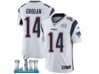 Men Nike New England Patriots #14 Steve Grogan White Vapor Untouchable Limited Player Super Bowl LII NFL Jersey