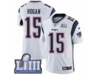 Men Nike New England Patriots #15 Chris Hogan White Vapor Untouchable Limited Player Super Bowl LIII Bound NFL Jersey