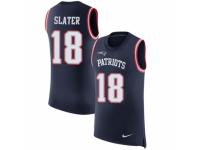 Men Nike New England Patriots #18 Matthew Slater Limited Navy Blue Rush Player Name & Number Tank Top NFL Jersey