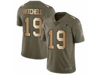 Men Nike New England Patriots #19 Malcolm Mitchell Limited Olive/Gold 2017 Salute to Service NFL Jersey