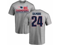 Men Nike New England Patriots #24 Stephon Gilmore Heather Gray 2017 AFC Champions V-Neck T-Shirt