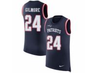 Men Nike New England Patriots #24 Stephon Gilmore Limited Navy Blue Rush Player Name & Number Tank Top NFL Jersey