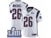 Men Nike New England Patriots #26 Sony Michel White Vapor Untouchable Limited Player Super Bowl LIII Bound NFL Jersey