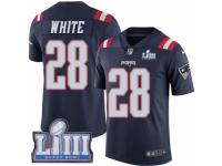 Men Nike New England Patriots #28 James White Limited Navy Blue Rush Vapor Untouchable Super Bowl LIII Bound NFL Jersey