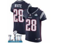 Men Nike New England Patriots #28 James White Navy Blue Team Color Vapor Untouchable Elite Player Super Bowl LII NFL Jersey