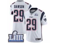 Men Nike New England Patriots #29 Duke Dawson White Vapor Untouchable Limited Player Super Bowl LIII Bound NFL Jersey