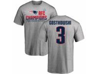 Men Nike New England Patriots #3 Stephen Gostkowski Heather Gray 2017 AFC Champions V-Neck T-Shirt