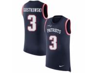 Men Nike New England Patriots #3 Stephen Gostkowski Limited Navy Blue Rush Player Name & Number Tank Top NFL Jersey