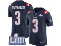 Men Nike New England Patriots #3 Stephen Gostkowski Limited Navy Blue Rush Vapor Untouchable Super Bowl LIII Bound NFL Jersey