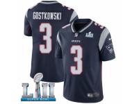 Men Nike New England Patriots #3 Stephen Gostkowski Navy Blue Team Color Vapor Untouchable Limited Player Super Bowl LII NFL Jersey