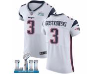 Men Nike New England Patriots #3 Stephen Gostkowski White Vapor Untouchable Elite Player Super Bowl LII NFL Jersey