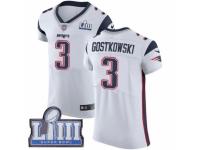 Men Nike New England Patriots #3 Stephen Gostkowski White Vapor Untouchable Elite Player Super Bowl LIII Bound NFL Jersey