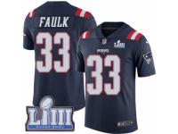 Men Nike New England Patriots #33 Kevin Faulk Limited Navy Blue Rush Vapor Untouchable Super Bowl LIII Bound NFL Jersey