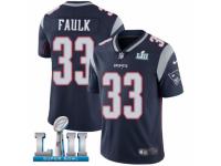 Men Nike New England Patriots #33 Kevin Faulk Navy Blue Team Color Vapor Untouchable Limited Player Super Bowl LII NFL Jersey