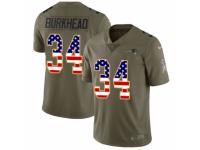 Men Nike New England Patriots #34 Rex Burkhead Limited Olive/USA Flag 2017 Salute to Service NFL Jersey