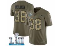 Men Nike New England Patriots #38 Brandon Bolden Limited Olive/Camo 2017 Salute to Service Super Bowl LII NFL Jersey