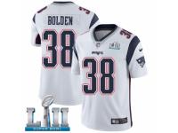 Men Nike New England Patriots #38 Brandon Bolden White Vapor Untouchable Limited Player Super Bowl LII NFL Jersey