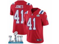 Men Nike New England Patriots #41 Cyrus Jones Red Alternate Vapor Untouchable Limited Player Super Bowl LII NFL Jersey