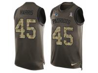 Men Nike New England Patriots #45 David Harris Limited Green Salute to Service Tank Top NFL Jersey