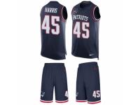 Men Nike New England Patriots #45 David Harris Limited Navy Blue Tank Top Suit NFL Jersey