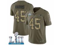 Men Nike New England Patriots #45 David Harris Limited Olive/Camo 2017 Salute to Service Super Bowl LII NFL Jersey