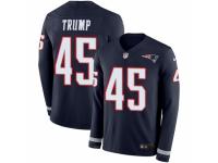 Men Nike New England Patriots #45 Donald Trump Limited Navy Blue Therma Long Sleeve NFL Jersey