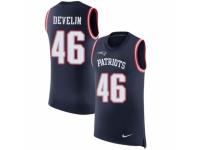 Men Nike New England Patriots #46 James Develin Limited Navy Blue Rush Player Name & Number Tank Top NFL Jersey