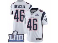 Men Nike New England Patriots #46 James Develin White Vapor Untouchable Limited Player Super Bowl LIII Bound NFL Jersey