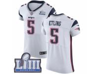 Men Nike New England Patriots #5 Danny Etling White Vapor Untouchable Elite Player Super Bowl LIII Bound NFL Jersey