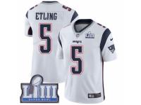 Men Nike New England Patriots #5 Danny Etling White Vapor Untouchable Limited Player Super Bowl LIII Bound NFL Jersey