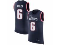 Men Nike New England Patriots #6 Ryan Allen Limited Navy Blue Rush Player Name & Number Tank Top NFL Jersey