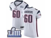 Men Nike New England Patriots #60 David Andrews White Vapor Untouchable Elite Player Super Bowl LIII Bound NFL Jersey