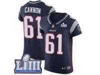 Men Nike New England Patriots #61 Marcus Cannon Navy Blue Team Color Vapor Untouchable Elite Player Super Bowl LIII Bound NFL Jersey