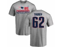 Men Nike New England Patriots #62 Joe Thuney Heather Gray 2017 AFC Champions V-Neck T-Shirt