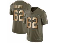 Men Nike New England Patriots #62 Joe Thuney Limited Olive/Gold 2017 Salute to Service NFL Jersey