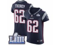 Men Nike New England Patriots #62 Joe Thuney Navy Blue Team Color Vapor Untouchable Elite Player Super Bowl LIII Bound NFL Jersey