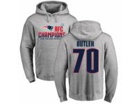 Men Nike New England Patriots #70 Adam Butler Heather Gray 2017 AFC Champions Pullover Hoodie