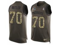 Men Nike New England Patriots #70 Adam Butler Limited Green Salute to Service Tank Top NFL Jersey