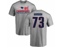 Men Nike New England Patriots #73 John Hannah Heather Gray 2017 AFC Champions V-Neck T-Shirt