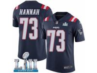 Men Nike New England Patriots #73 John Hannah Limited Navy Blue Rush Vapor Untouchable Super Bowl LII NFL Jersey