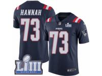 Men Nike New England Patriots #73 John Hannah Limited Navy Blue Rush Vapor Untouchable Super Bowl LIII Bound NFL Jersey